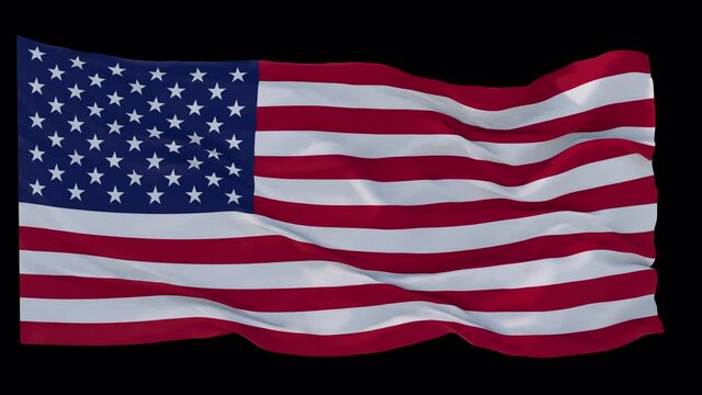 Looped animation of the United States of America flag waving in the wind