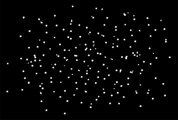 Black and white vector texture, lots of small dots, randomly arranged, space dust, explosion effects, textured design element, chaotic pattern. Abstract background. white dots on black background for 