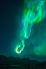 Aurora over Knik River in Alaska. - obrazy, fototapety, plakaty