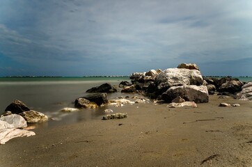 Fototapeta na wymiar Seascape with rocks and calm sea