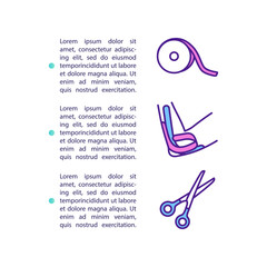Kinesiology taping method concept icon with text. Therapeutic tape. Rehabilitative technique. PPT page vector template. Brochure, magazine, booklet design element with linear illustrations