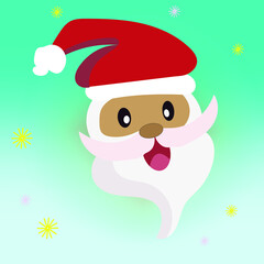 Head of Santa claus on blue sky.