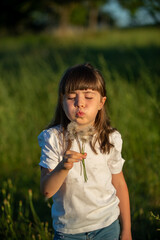 September 2020, Bibbiano, Italy. Sweet little girl poses for a photograph in a sunflower field