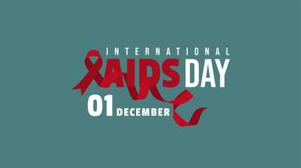 Typography design for World AIDS Day with Ribbon vector illustration when celebrate on 1 december. Good template for AIDS design.