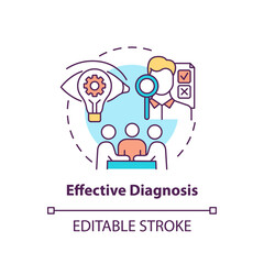 Effective diagnosis concept icon. Business consulting stage idea thin line illustration. Diagnostic phase. Identifying problems. Vector isolated outline RGB color drawing. Editable stroke
