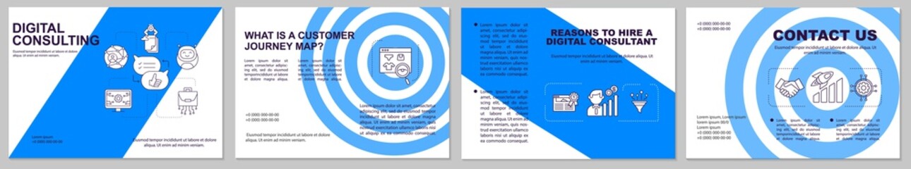 Consulting brochure template. Reasons to hire digital consultant flyer, booklet, leaflet print, cover design with linear icons. Vector layouts for magazines, annual reports, advertising posters