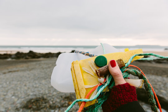 Handful of plastic collected from a UK beach.
