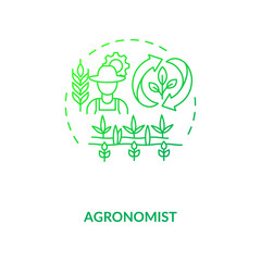 Agronomist concept icon. Top agriculture careers. Measure and record plants growth status and other processes idea thin line illustration. Vector isolated outline RGB color drawing