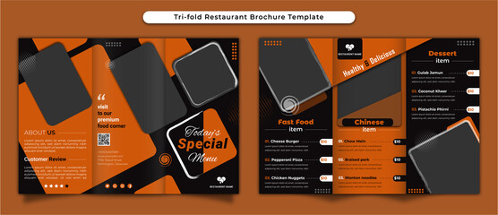 trifold restaurant food menu brochure template