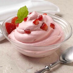Strawberry cream dessert with strawberries