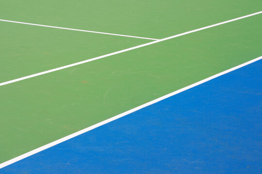 blue and green tennis field
