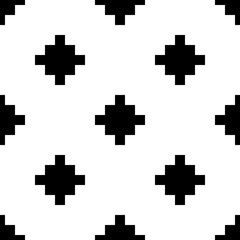 Seamless pattern. Inca crosses ornament. Ethnic embroidery background. Tribal wallpaper. Ethnical folk image. Tribe motif. Ancient mosaic. Digital paper for web design, textile print. Vector artwork.