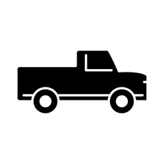 pickup transport, side view silhouette icon isolated on white background