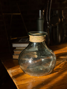 Glass Vase on Vintage Table