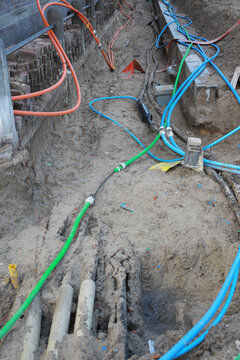 cables in broken up street