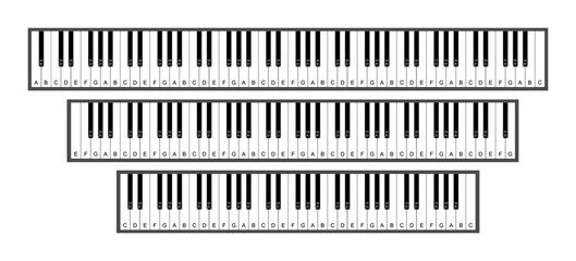 keyboards. 88, 76 and 61 keys 3d illustration