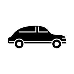 car transport, side view minimal silhouette icon isolated on white background