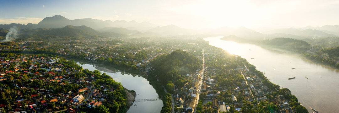 Aerial of Lung Prabang in Laos