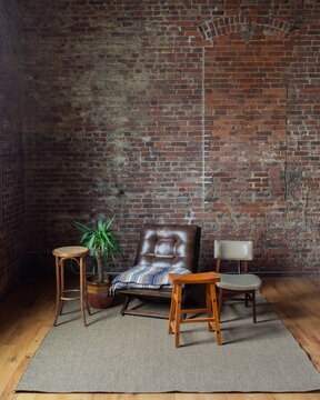 Random Chairs with Brick Background