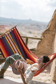 Traveller Woman Relax In Hammock