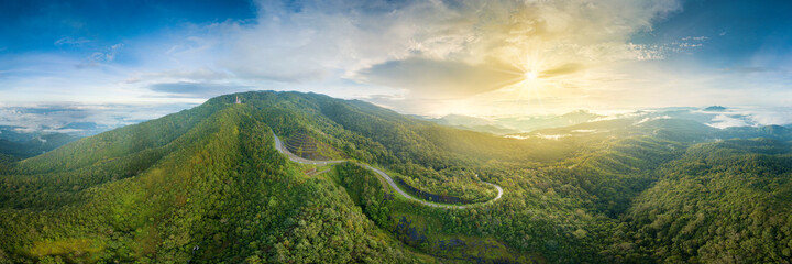 Inthanon Highest Mountain of Thailand Landmark Nature Travel Places of Chiangmai Panorama Aerial View