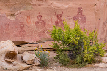 Fremont petroglyphs in Sego Canyon, Thompson Springs,  Grand County, Utah, Usa, America