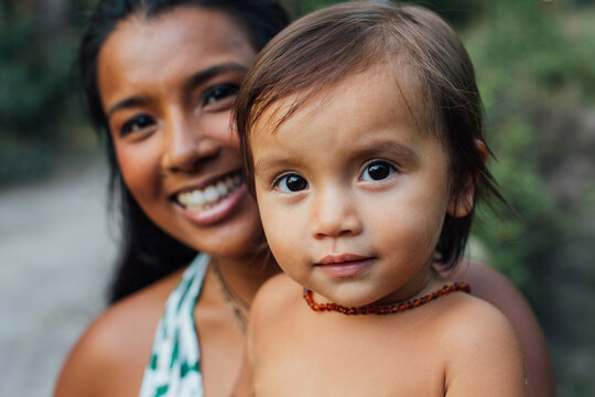 Portrait of Mixed-Race Woman With Toddler Child