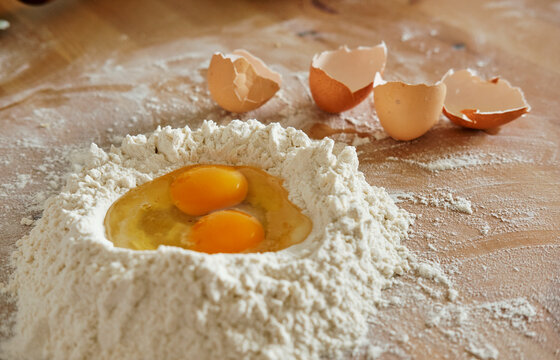 Egg yolks in flour