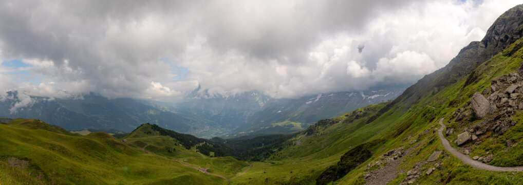 Majestic view of mountainous valley in summer