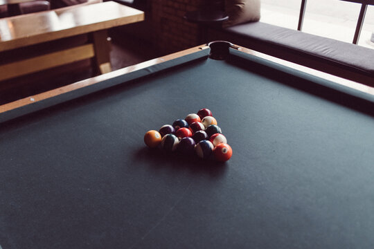 Cinematic Pool Balls on Table