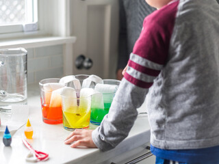 Kids STEM experiment with food coloring