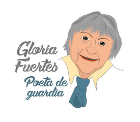 Vector Illustration of Gloria Fuertes, the poet, a vector linear illustration of a portrait of the spanish writer, in his 100th anniversary of his birthday