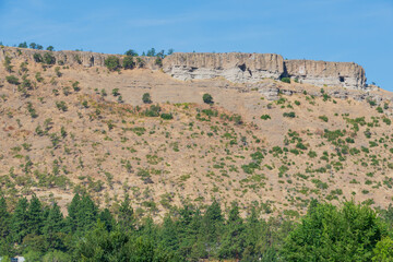 Basalt-cliffs, on a hill