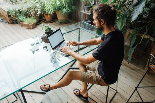 Man working on laptop