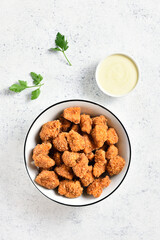 Crispy fried breaded chicken bites
