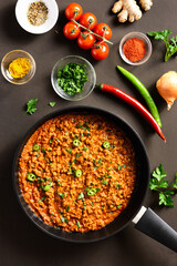 Keema curry in frying pan