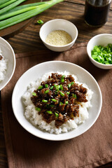 Korean ground beef and rice bowl