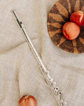 A flute and peaches
