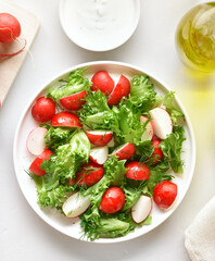 Radish salad with lettuce leaves