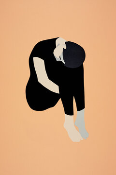 Young woman curled up