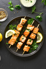 Barbecue salmon skewers