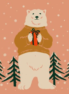 Polar bear with a gift