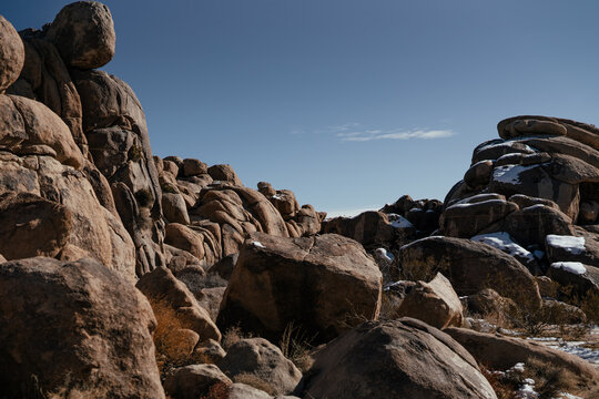 Snowy boulders