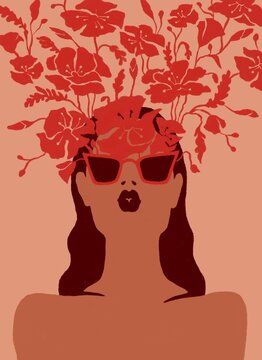 Girl in red glasses.