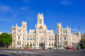 Fototapeta na wymiar Cybele palace on Cibeles square in Madrid, Spain