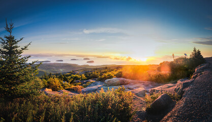 ACADIA, UNITED STATES - Aug 12, 2017: Sunrise on Cadillac Mountain