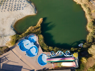 Splash Fun water Aqua park. Aerial view