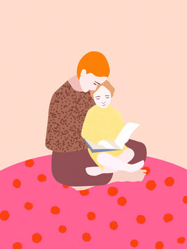Mother and daughter reading together