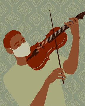 Violinist in medical mask.