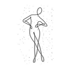 line woman body with dots and arms on white background